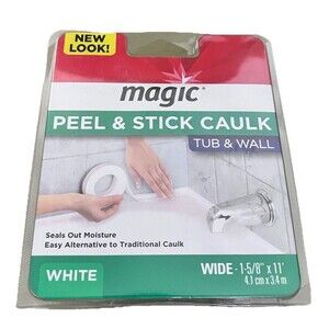 Magic Peel & Stick Caulk Tub & Wall WHITE 1-5/8"  11' tub Shower Water Seal New